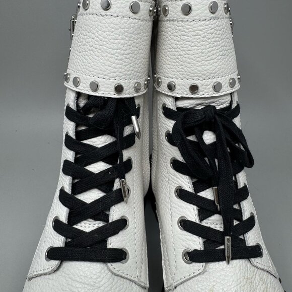 Sam Edelman Jennifer studded combat boots white leather size 8.5 New No Box - Picture 5 of 10